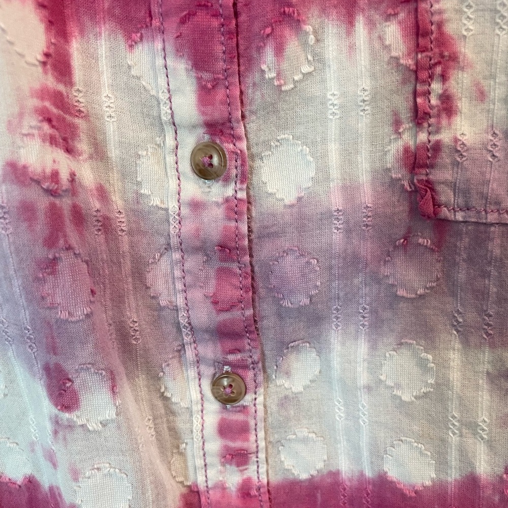 Pilcro Anthropologie Janesse Purple white tie dye button up long sleeve blouse - Picture 7 of 11